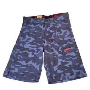 Levi's Youth Boys Blue Camo Cargo Shorts Adjustable Waist Flex Stretch Size 12